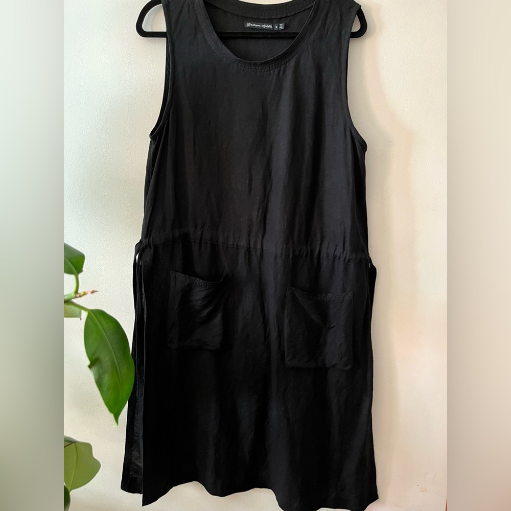 Black linen/modal apron dress